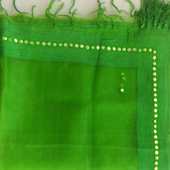 anokherang Dupattas Default Title Green Mirror Work Organza Dupatta