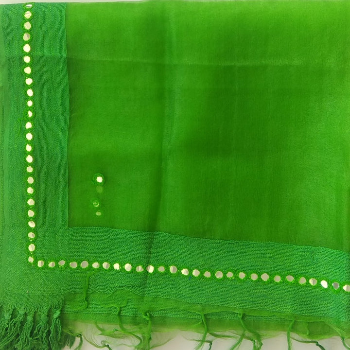 anokherang Dupattas Default Title Green Mirror Work Organza Dupatta