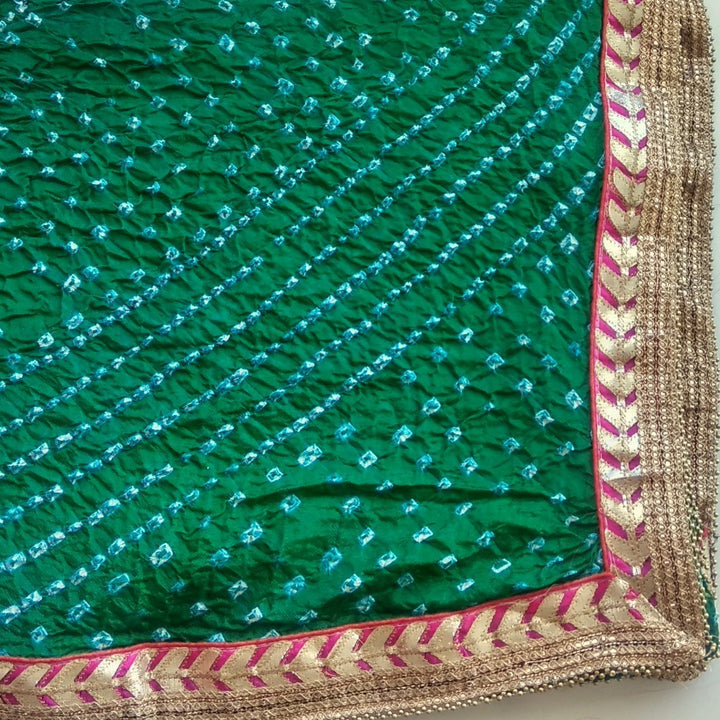 anokherang Dupattas Default Title Green Silk Bhandhej Dupatta