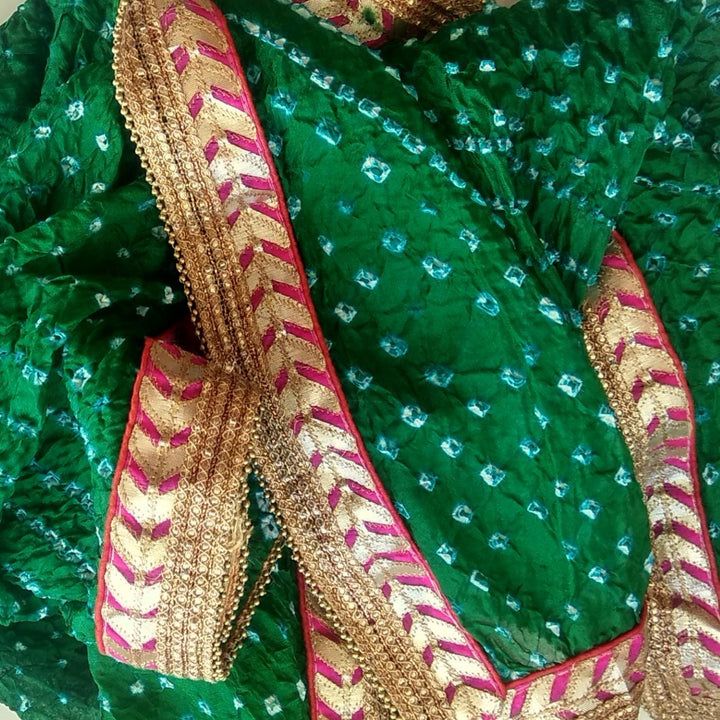anokherang Dupattas Default Title Green Silk Bhandhej Dupatta