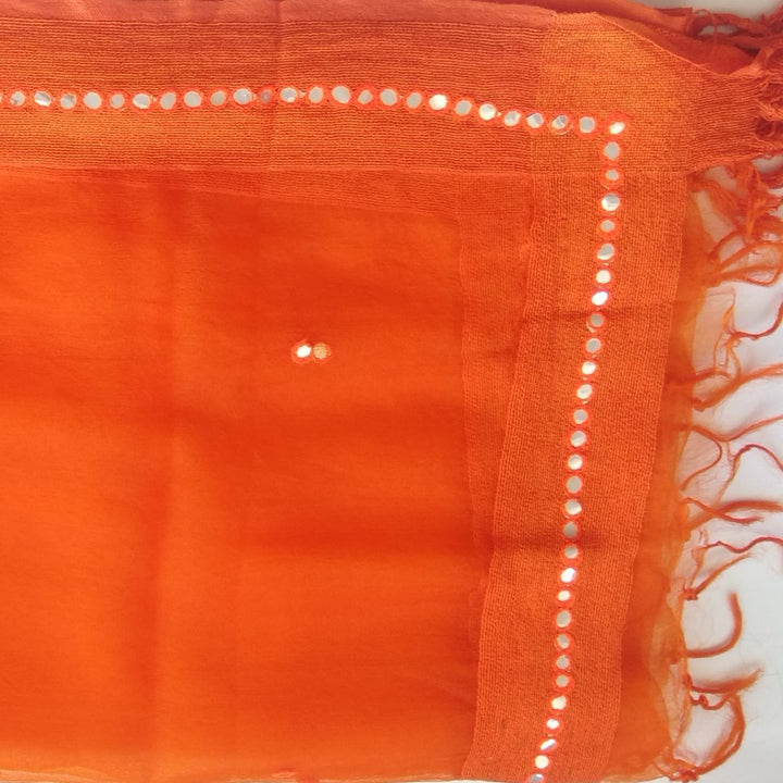 anokherang Dupattas Default Title Orange Mirror Work Organza Dupatta