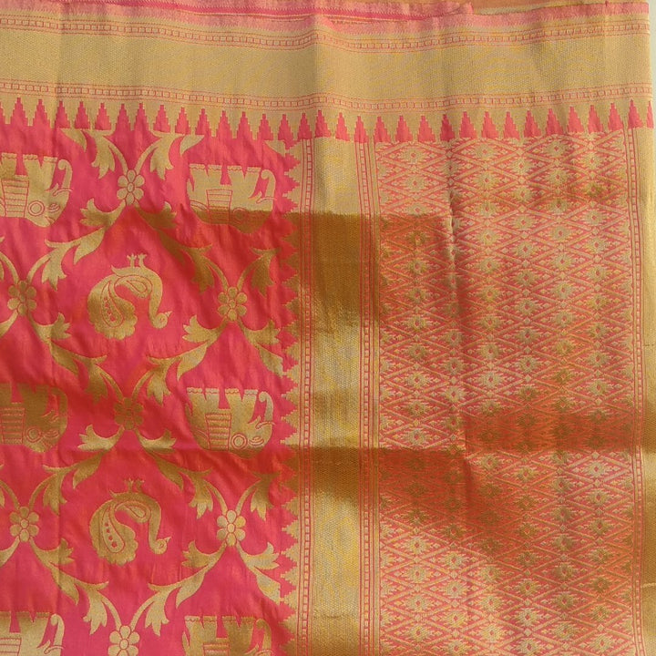anokherang Dupattas Default Title Peach Pink Elephant Shaded Banarsi Dupatta