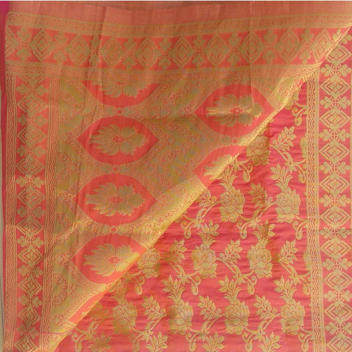 anokherang Dupattas Default Title Peach Pink Floral Shaded Banarsi Dupatta