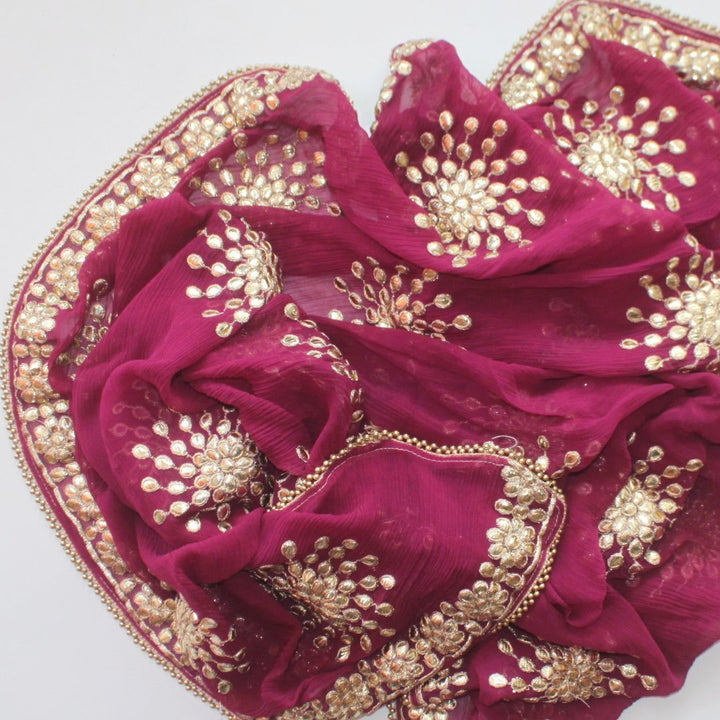 anokherang Dupattas Default Title Purple Gotta Patti Floral Chiffon Dupatta