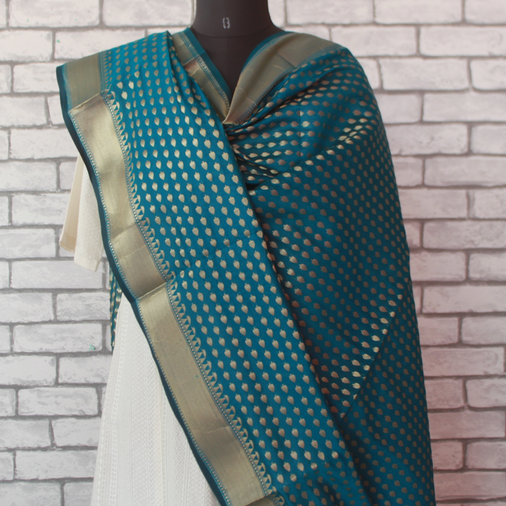 anokherang Dupattas Default Title Sea blue banarasi Dupatta