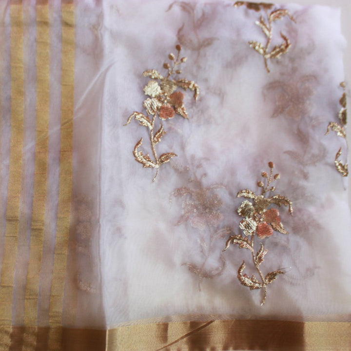 anokherang Dupattas Default Title White Elegant gold embroidery dupatta