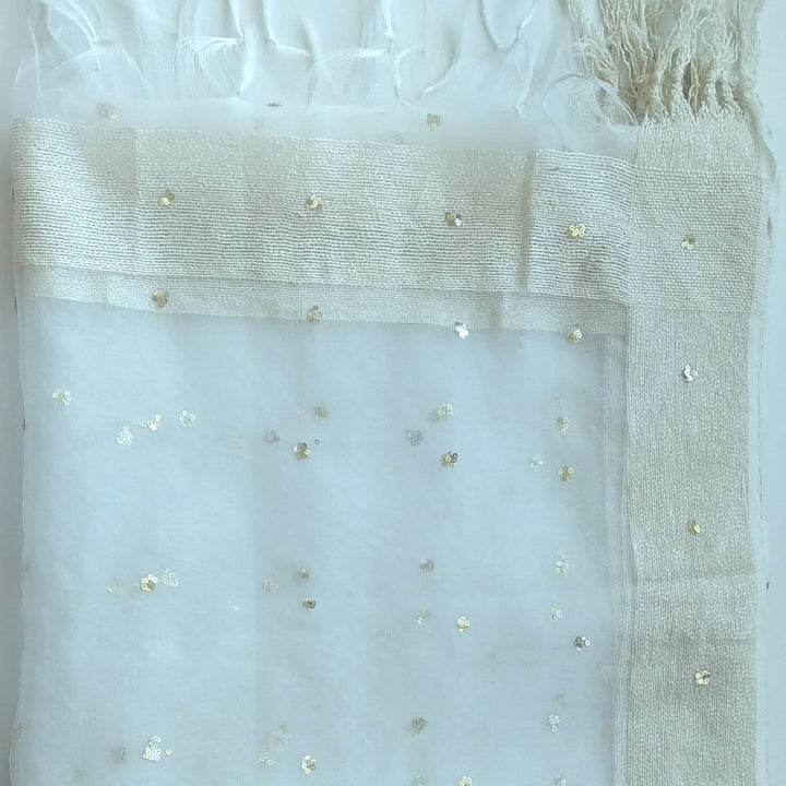 anokherang Dupattas Default Title White Sequenced Organza Dupatta