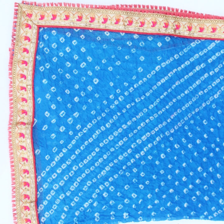 anokherang Dupattas Electric Blue Silk Bandhej Dupatta