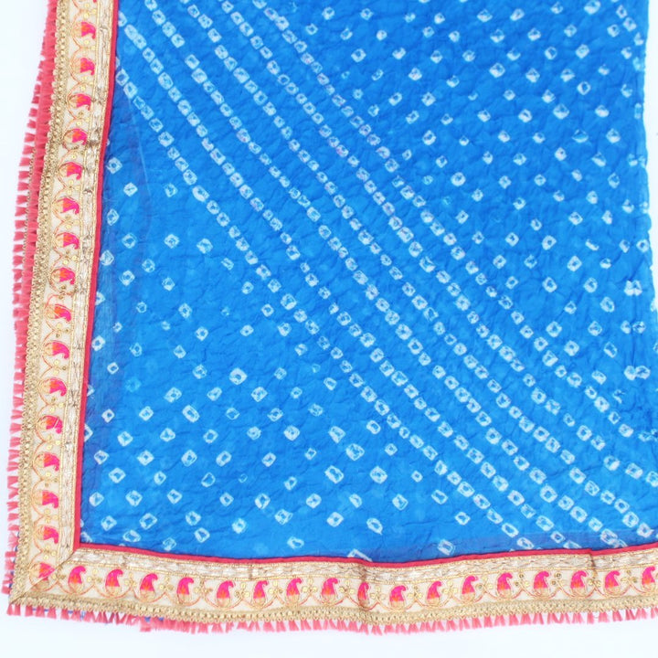 anokherang Dupattas Electric Blue Silk Bandhej Dupatta