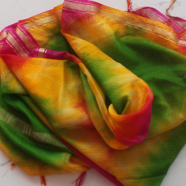 anokherang Dupattas Freedom Green Tie-Dye Kota Dupatta