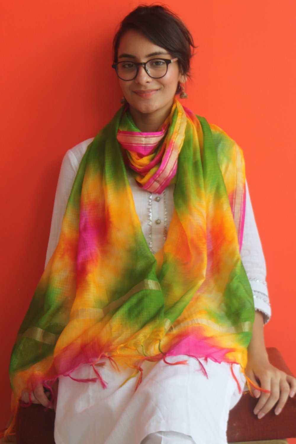 Freedom Green TieDye Kota Dupatta anokherang