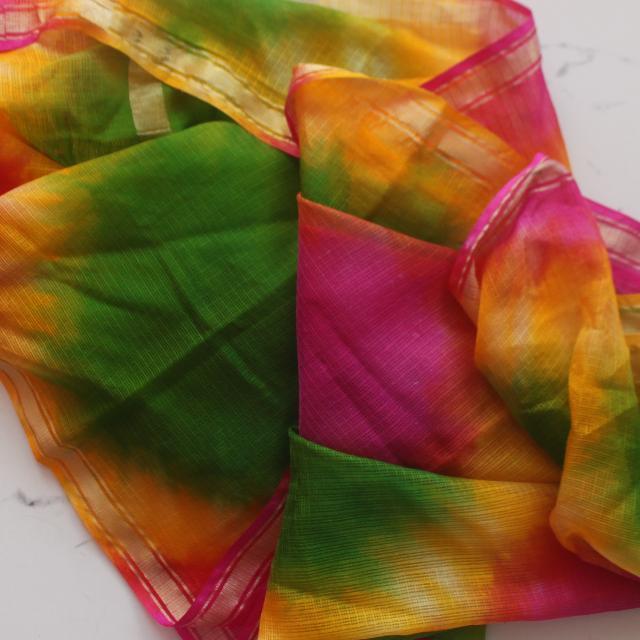 anokherang Dupattas Freedom Green Tie-Dye Kota Dupatta