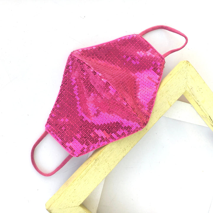 anokherang Dupattas Fuschia Pink  Metallic Sequin Mask