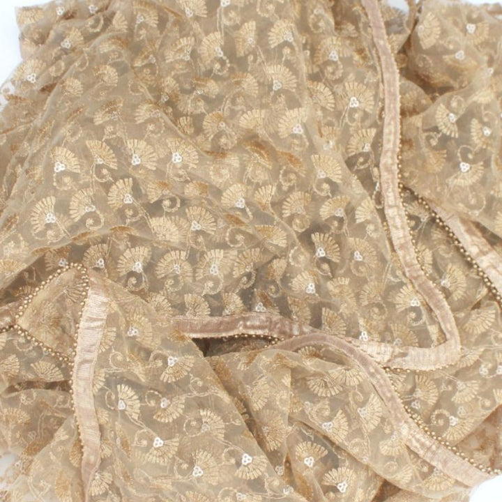 anokherang Dupattas Gold Embroidered Sequence Net Dupatta
