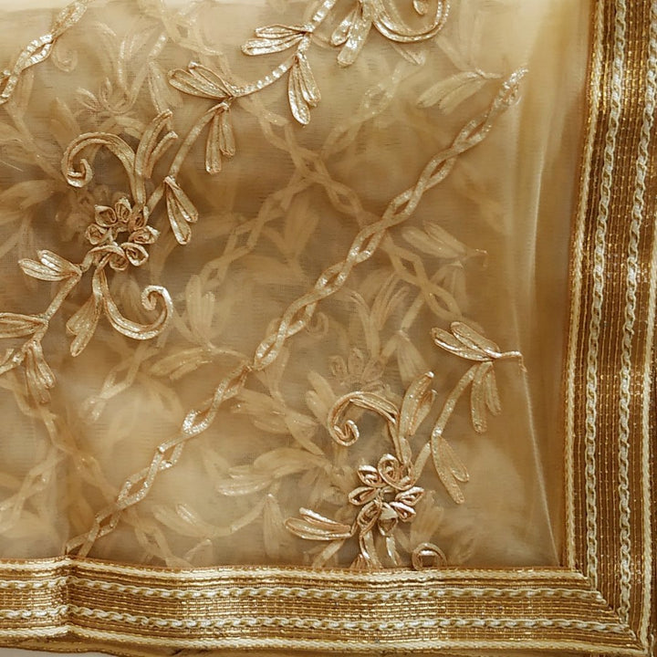 anokherang Dupattas Gold Floral Gotta Net Dupatta