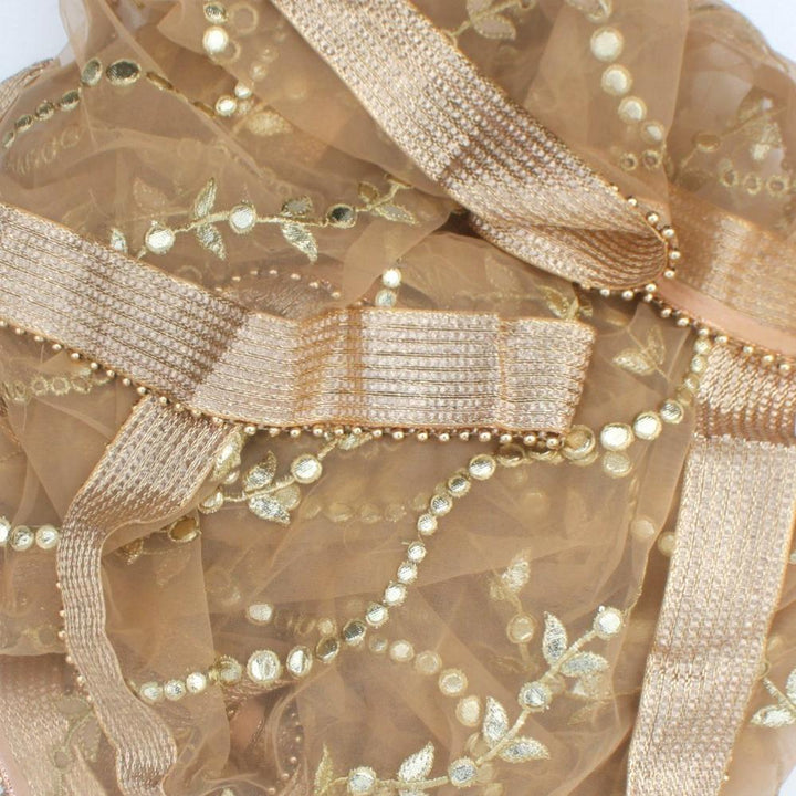 anokherang Dupattas Gold Floral Gotta Trails Net Dupatta