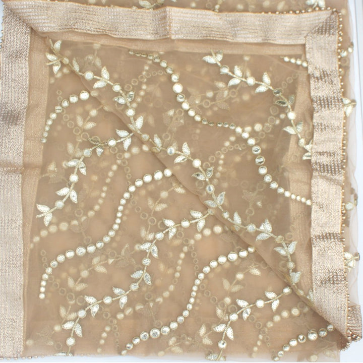 anokherang Dupattas Gold Floral Gotta Trails Net Dupatta