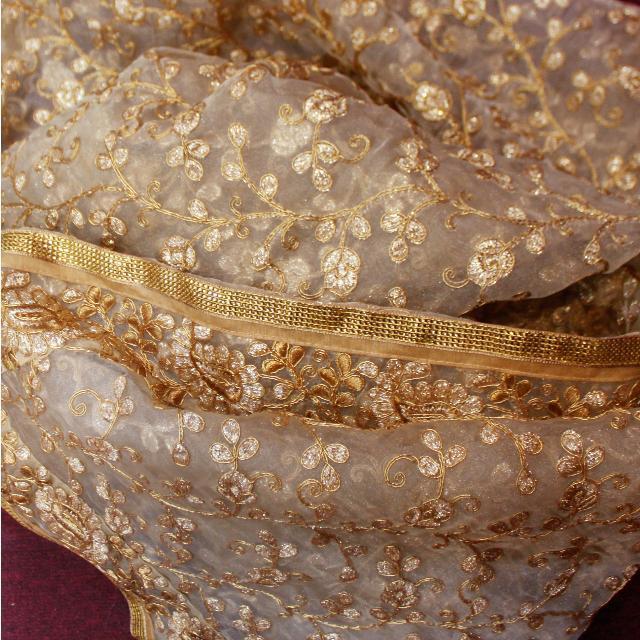 anokherang Dupattas Gold Floral Thread Work Dupatta