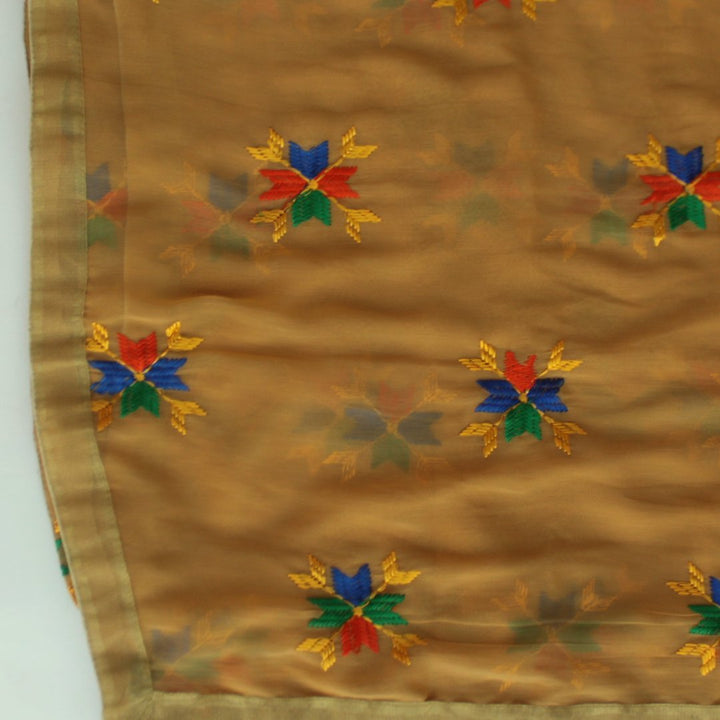 anokherang Dupattas Gold Fulkari Chiffon Dupatta