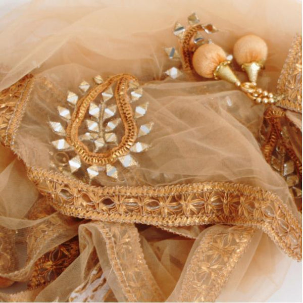 Gold Net Mirror Paisley Dupatta