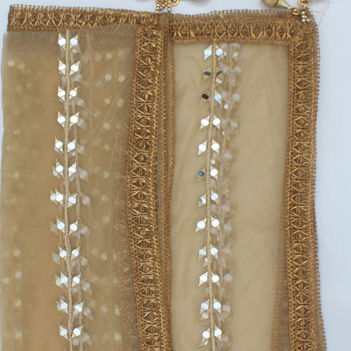 anokherang Dupattas Gold Net Mirror Trails Dupatta