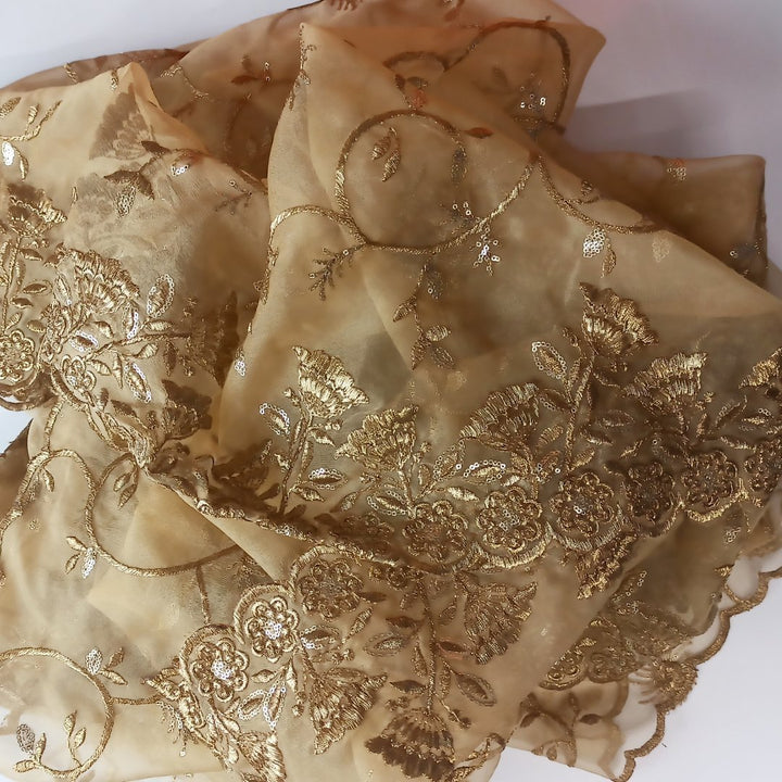 anokherang Dupattas Gold Thread and Light Gold Sequenced Dupatta