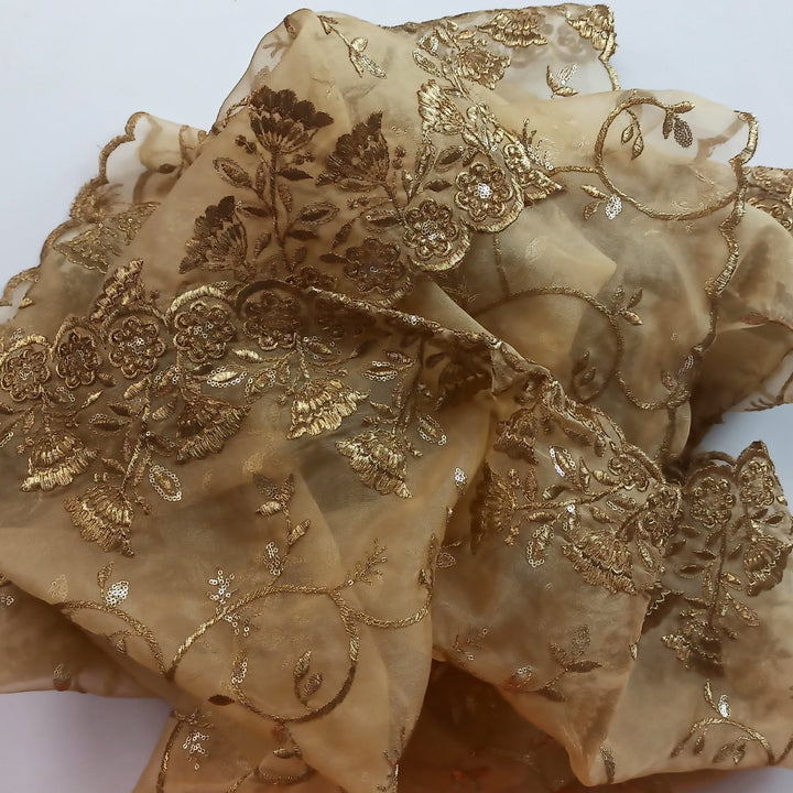 anokherang Dupattas Gold Thread and Light Gold Sequenced Dupatta