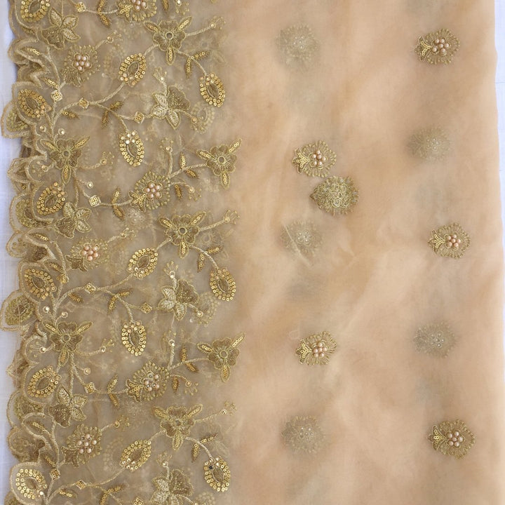 anokherang Dupattas Gold Thread and Pearls Embroidered Organza Dupatta