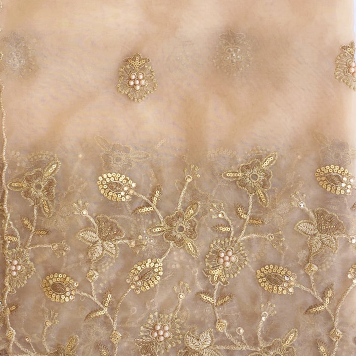anokherang Dupattas Gold Thread and Pearls Embroidered Organza Dupatta