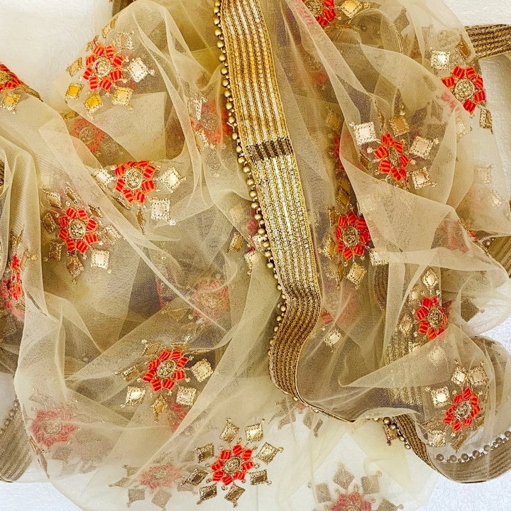 anokherang Dupattas Golden Gotta and Thread Embroided Dupatta
