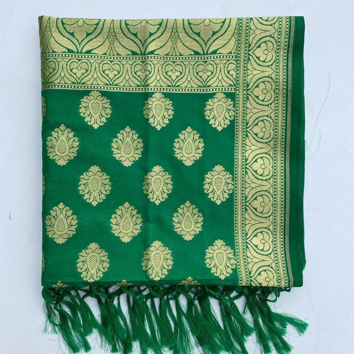 anokherang Dupattas Green Banarasi Silk Dupatta