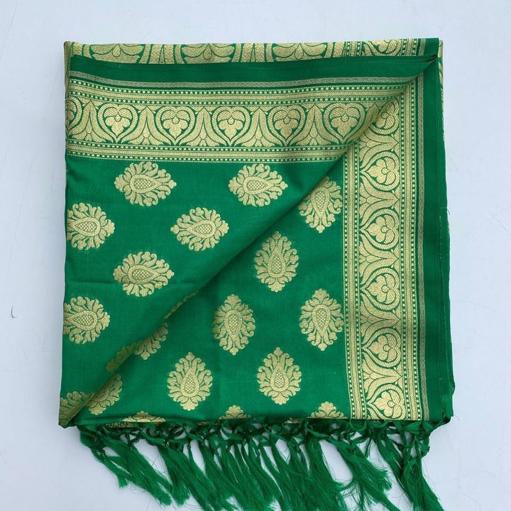 anokherang Dupattas Green Banarasi Silk Dupatta