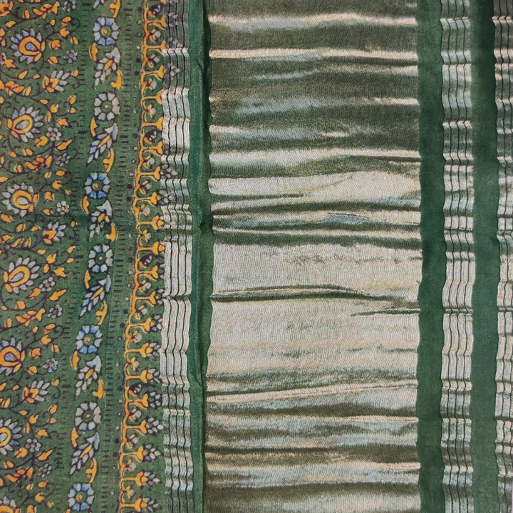 anokherang Dupattas Green Bandhani Ikkat Print Silk Dupatta