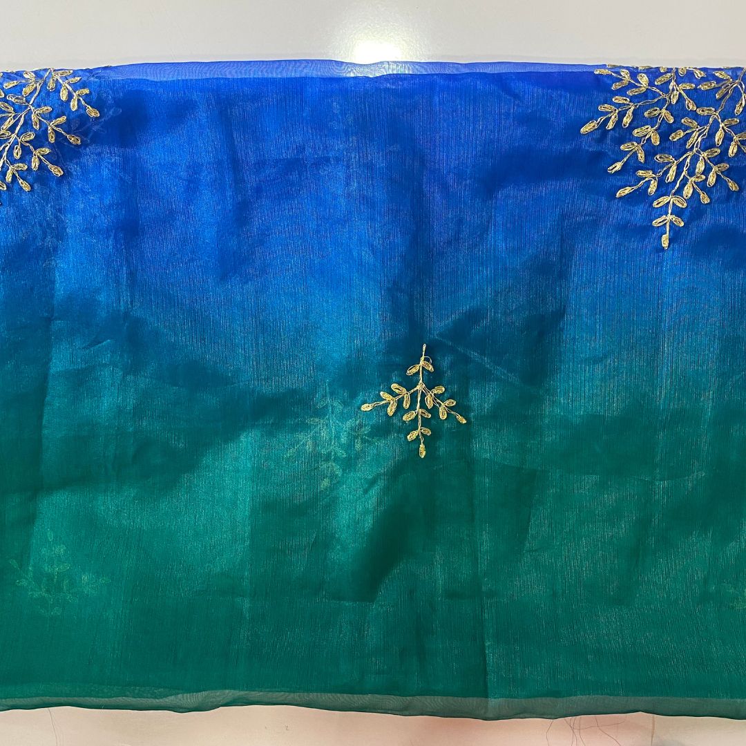 Mulmul Organza Printed Pia Blue Dupatta main image 0