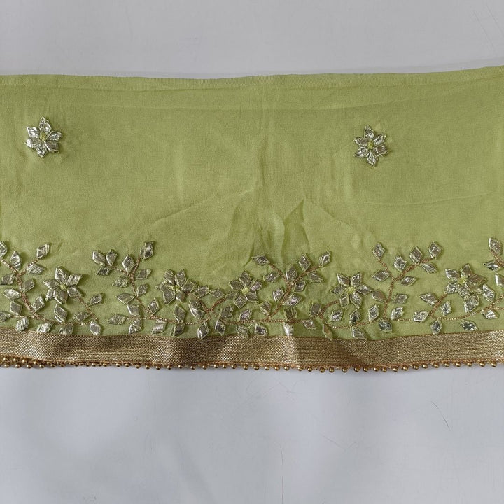 anokherang Dupattas Green Punch Floral Embroidered Chiffon Dupatta