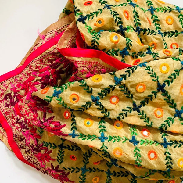 anokherang Dupattas Gulbagh Embroidered Chanderi Silk Dupatta