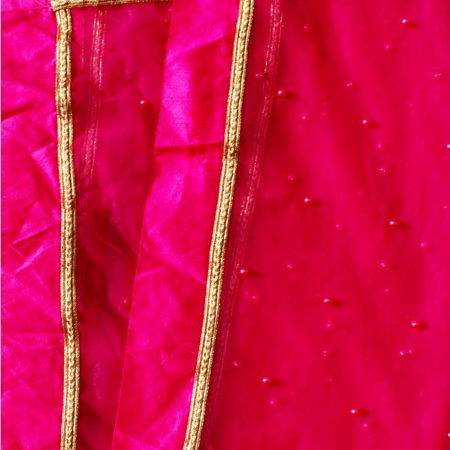 anokherang Dupattas Hot Pink Pearls Net Dupatta