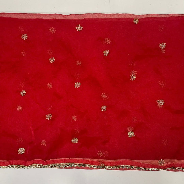 anokherang Dupattas Hot Red Zari Organza Dupatta