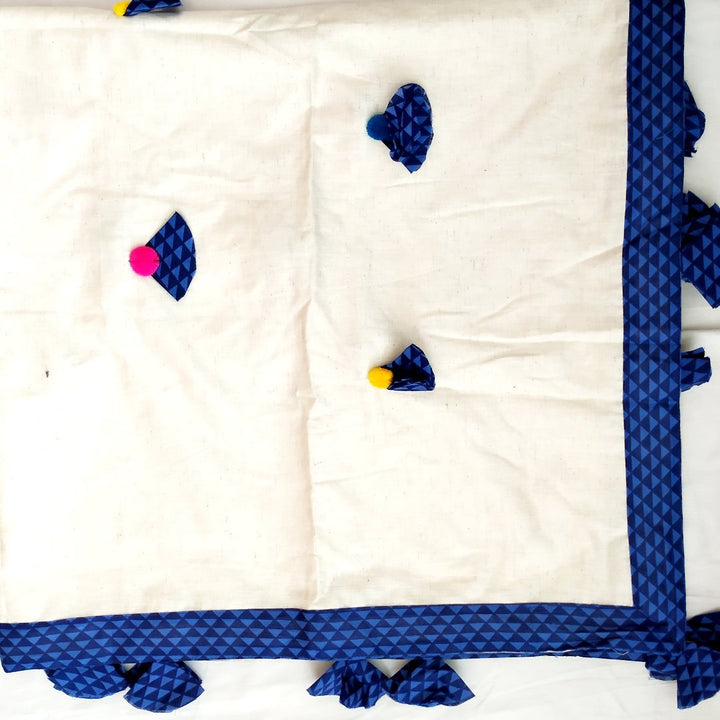anokherang Dupattas Indigo Patterned Pom-Pom Dupatta