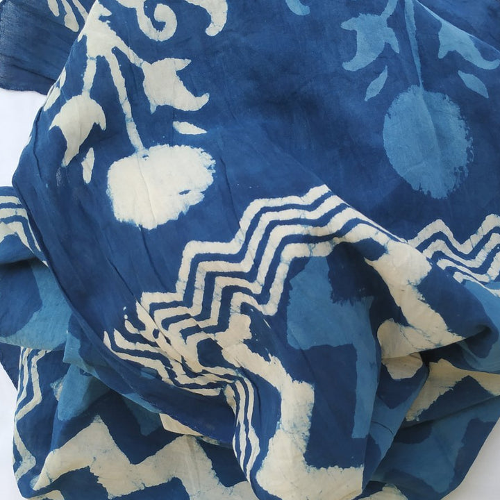 anokherang Dupattas Indigo Shaded Wave HandCrafted Stole