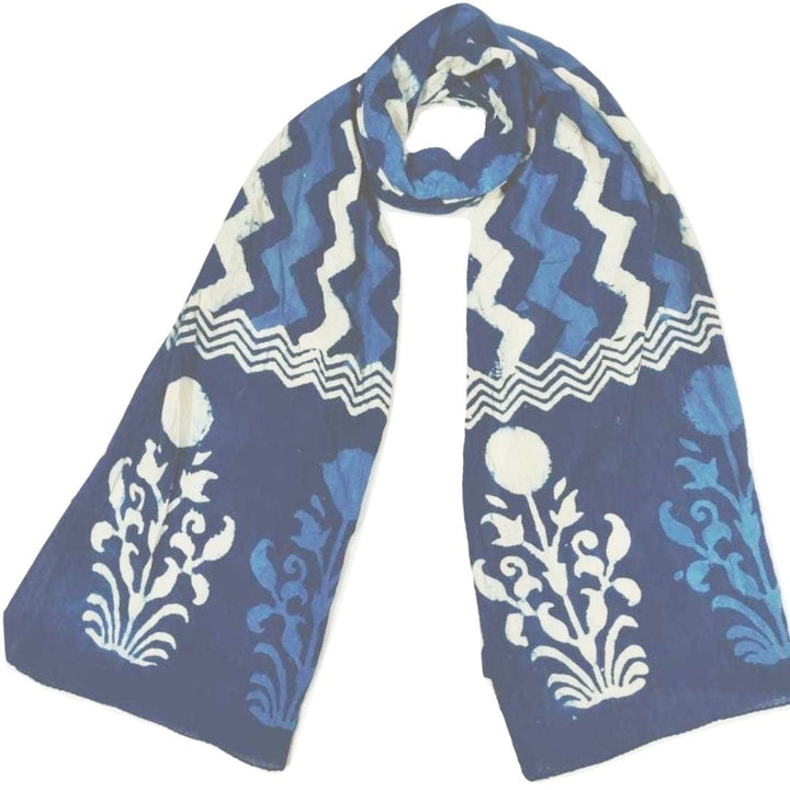 anokherang Dupattas Indigo Shaded Wave HandCrafted Stole