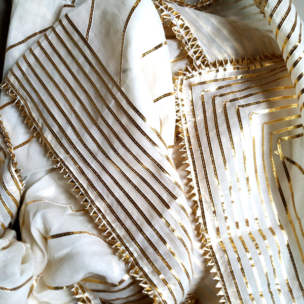 Ivory White Gota Mulmul Dupatta