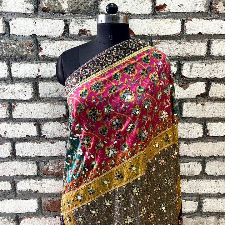 anokherang Dupattas Jugni Multicolor Mirror Stone Dupatta