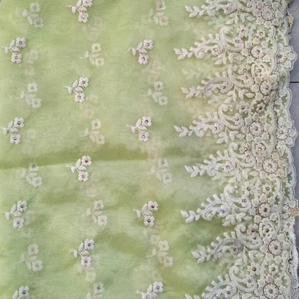 anokherang Dupattas Lemon Embroidered Tissue Dupatta
