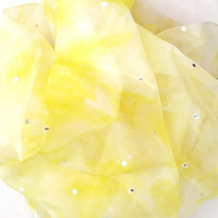 anokherang Dupattas Lemon Tie-Dye Mirror Organza Dupatta