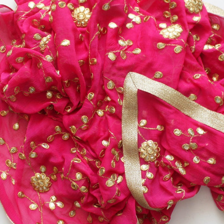 anokherang Dupattas Magenta Gotta Floral Trails Chinnon Dupatta