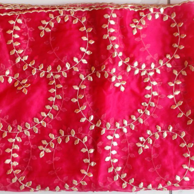 anokherang Dupattas Magenta Gotta Patti Leaf Organza Dupatta