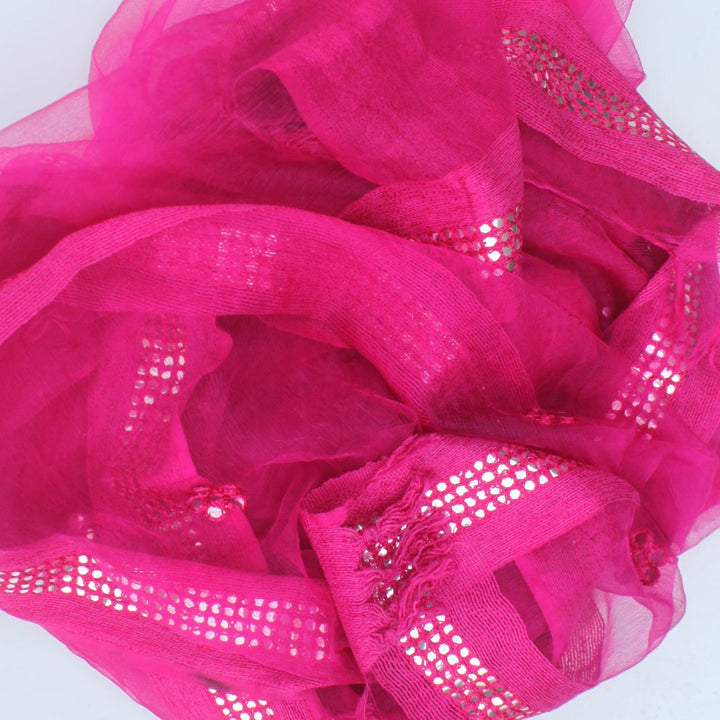 anokherang Dupattas Magenta Mirror and Gotta Flower Organza Dupatta
