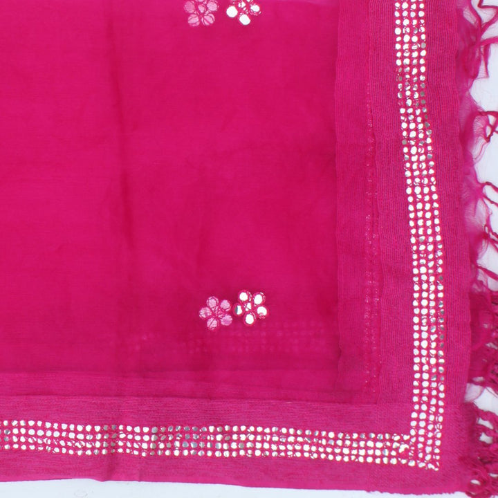 anokherang Dupattas Magenta Mirror and Gotta Flower Organza Dupatta