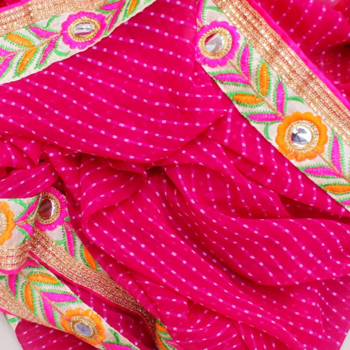 anokherang Dupattas Magenta Mothra Mirror Border Dupatta